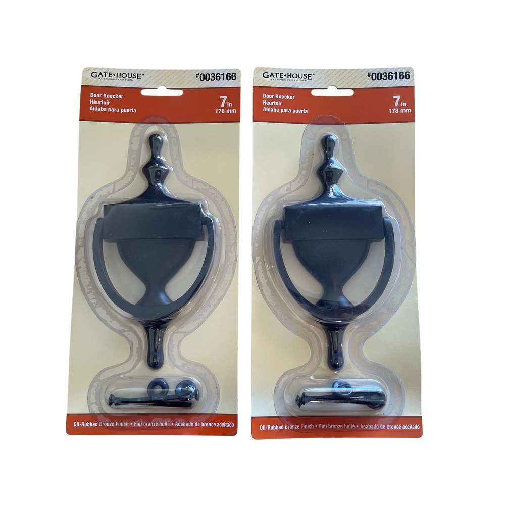 00157 - Gatehouse 7" Door Knocker Oil Rubbed Bronze Set of 2 - New in Package